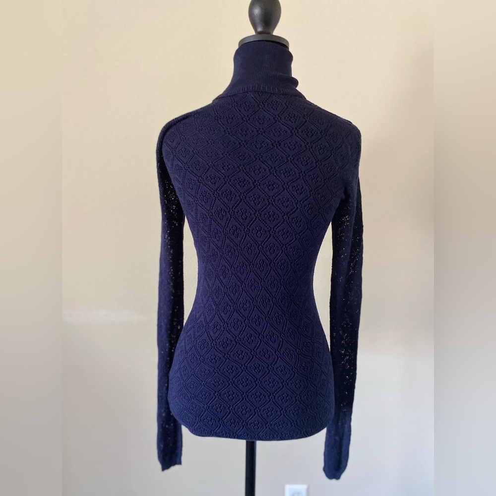 Rugby Ralph Lauren Elegant Navy Turtleneck Sweater, Size S, 70% Silk